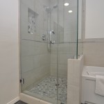 Shower with glass enclosure