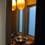 Stainless steel sink modern design powder room